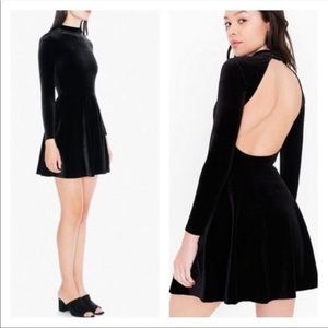 AMERICAN APPAREL Black Backless Velvet Skater Dress size Large